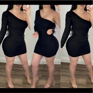 Elegant Black One-Shoulder Dress